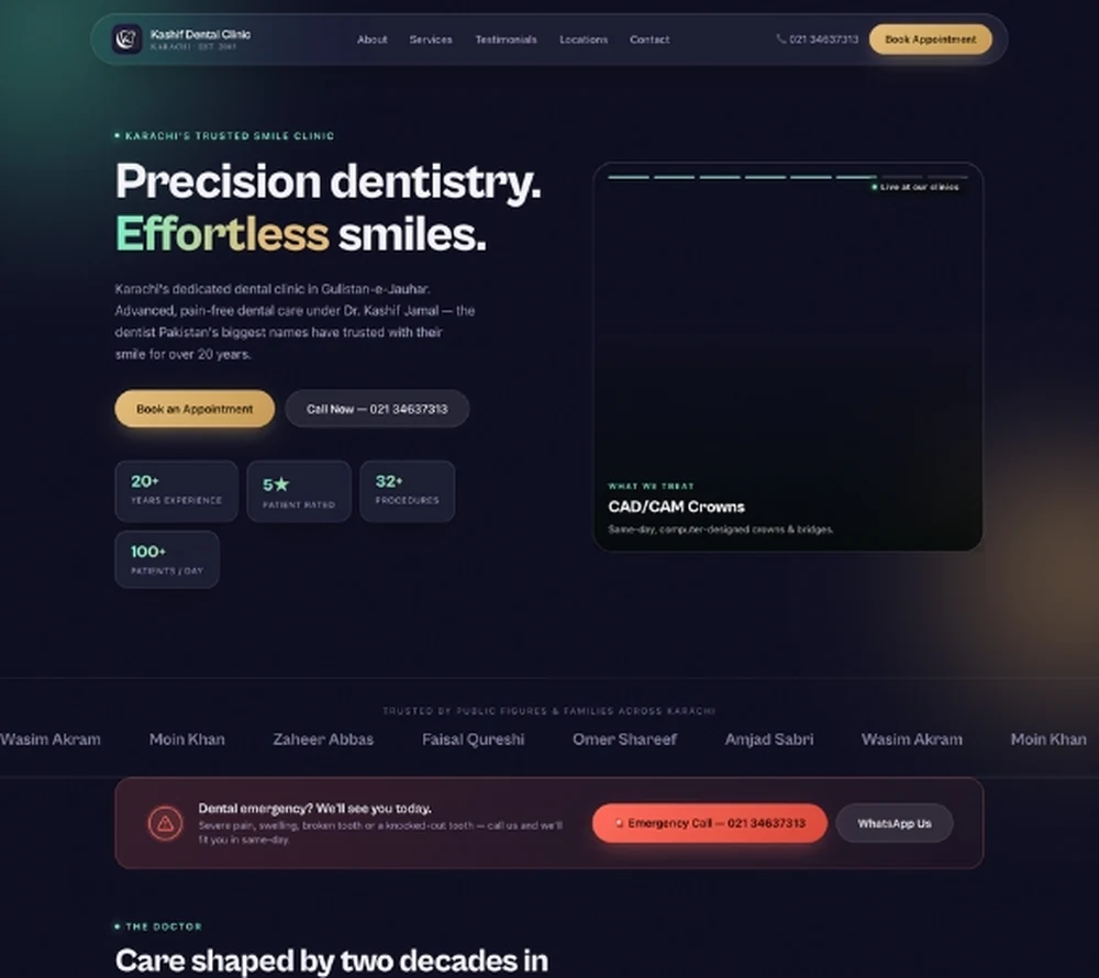 Kashif Dental Clinic — website preview